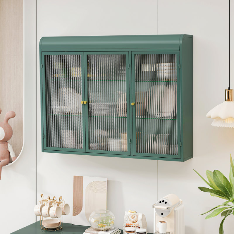 Kitchen Sideboard, Sideboard, Wall Mounted Glass Cabinet, Dark Green