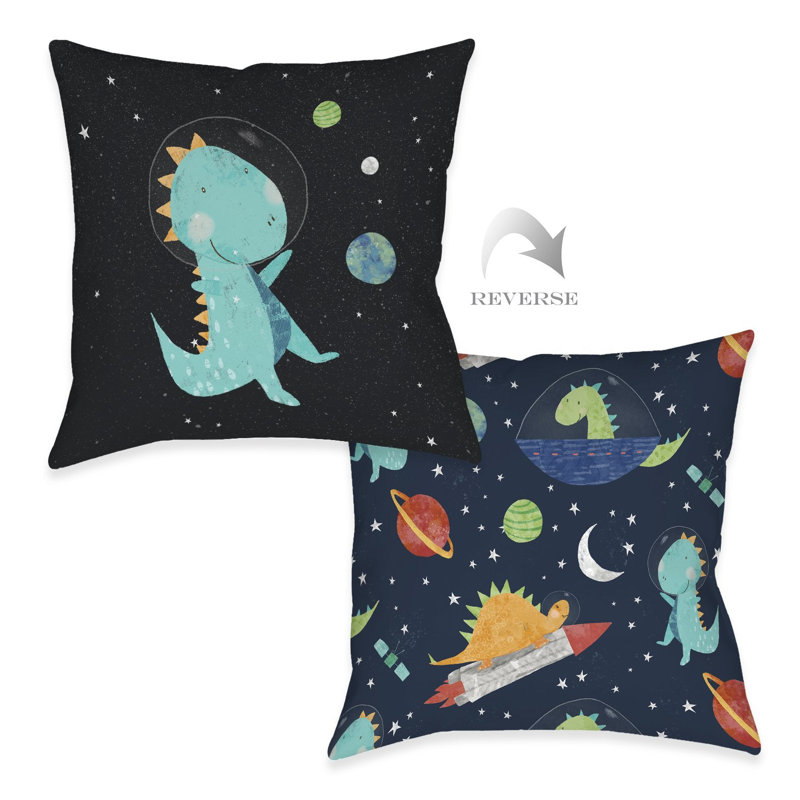 Coussin décoratif Space-O-Saurus T-Rex, H 16 po x l 16 po