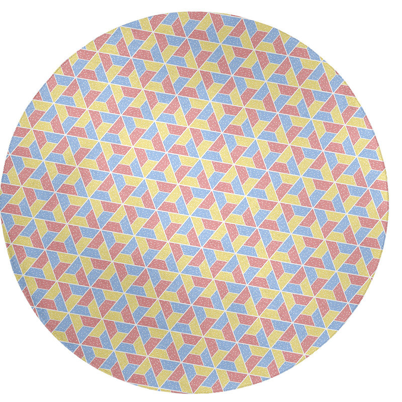 Chenille Geometric Indoor Rug, Round 5'