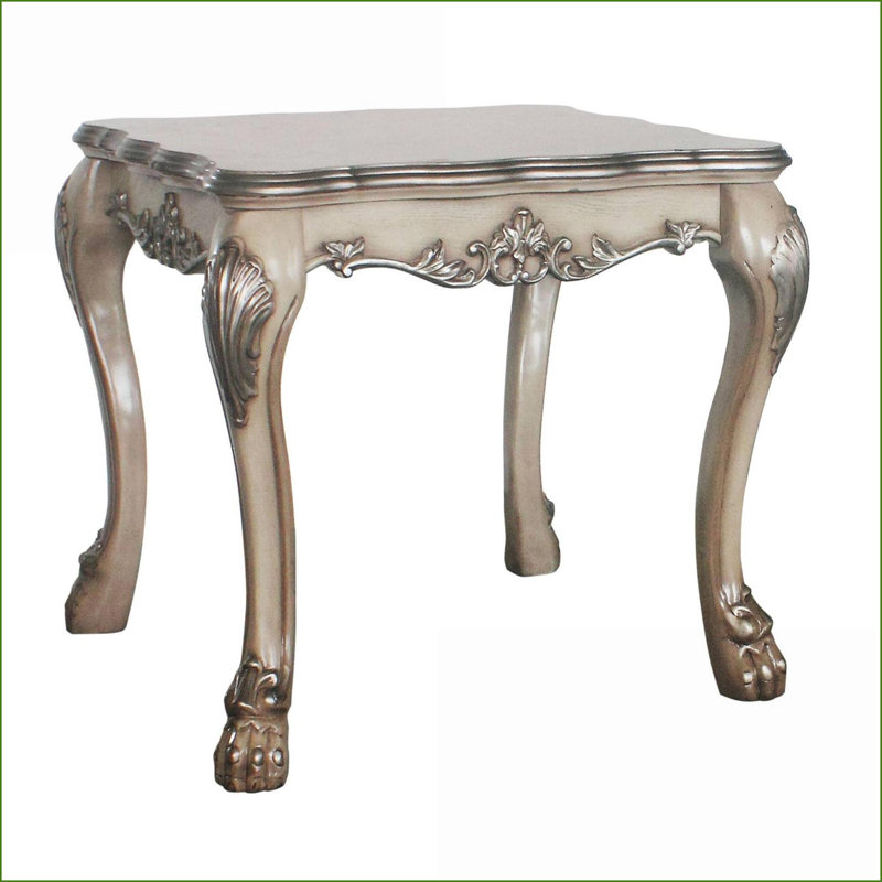 Table basse carrée rétro blanc os - Pieds à griffes classiques pour un charme intemporel