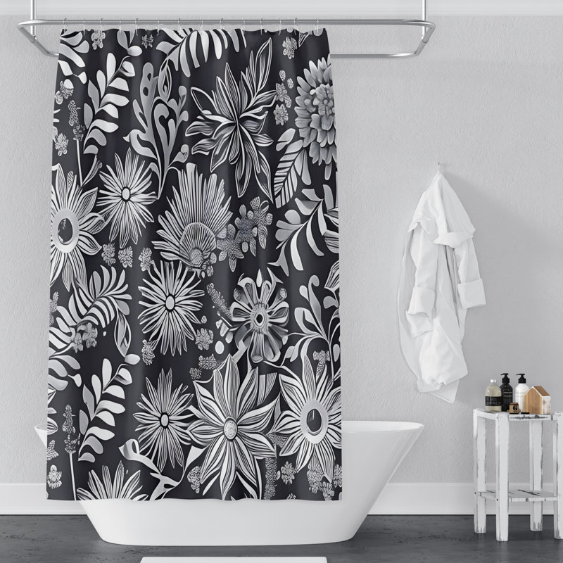 Rideau de douche Egeland, H 83 po x l 70 po, Charcoal Large Floral