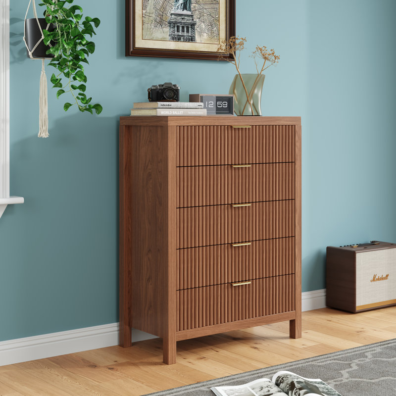 Commode 5 tiroirs l 31,4 po, Noyer