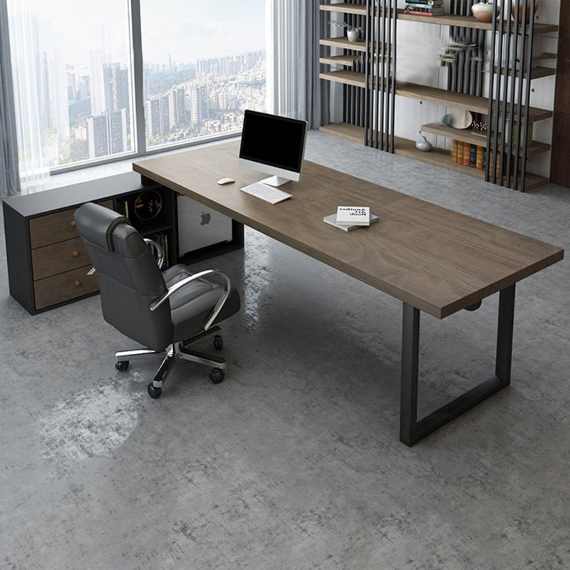 Bureau de direction en L en bois massif avec tiroirs, Gauche, 29,53 po H x 77,95 po L x 59,06 po P
