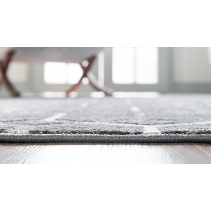 Tapis gris / ivoire Jabrayah, Tapis de couloir 2 pi x 6 pi 1 po