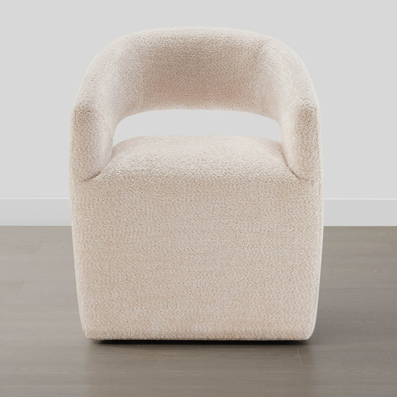 Doley Upholstered Side Chairs with Hidden Casters, Beige