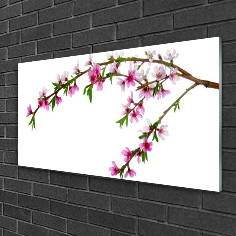 Nature Branch Flowers 1 Piece Wall Art on Glass
