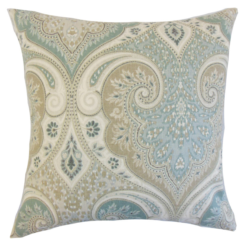 Housse et insert de coussin carré en lin Kirrily, Écume de mer, 18 po x 18 po