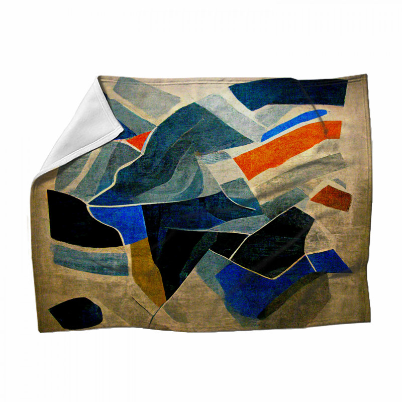 Abstract Fleece Throw Blanket - Art Throws for Sofas or Beds, 51in W x 60in H