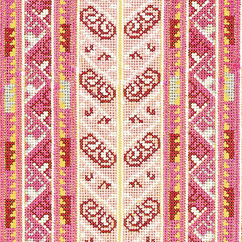 Vinka Embroidery Fabric, Pink/Yellow