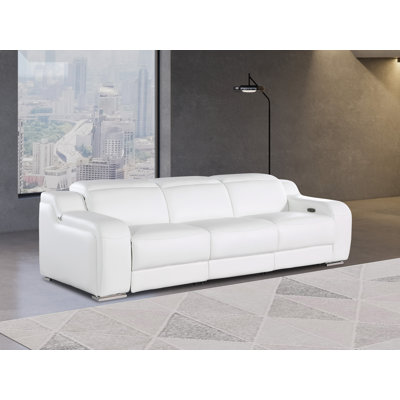 Top Grain Italian Leather Power Reclining Sofa With Dual Recliners And Power Headrests
