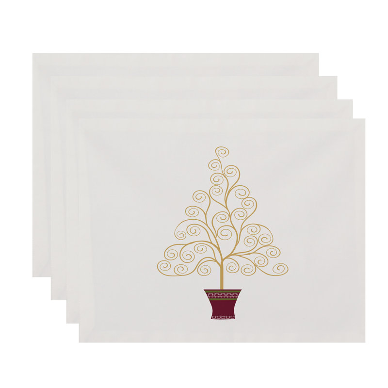 Ensemble de napperons 4 pièces Canita Tree, Blanc cassé