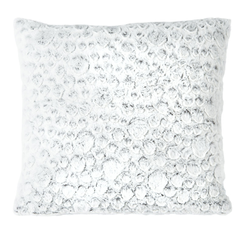 Gray Faux Fur Animal Skin Square Accent Pillow Set