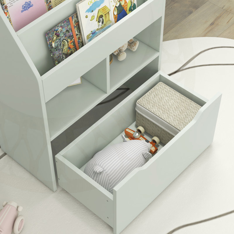 Bibliothèque avec étagère de rangement à tablettes multiples, Vert