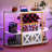 Amata 47'' Bar Table Cabinet with LED Lights and Power Outlets, Wine Cabinet with Glass Holder and Wine Rack Storage-1119302705