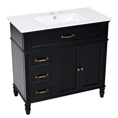 Meuble-lavabo de style moderne avec lavabo, armoire de salle de bain en bois avec tiroirs de rangement