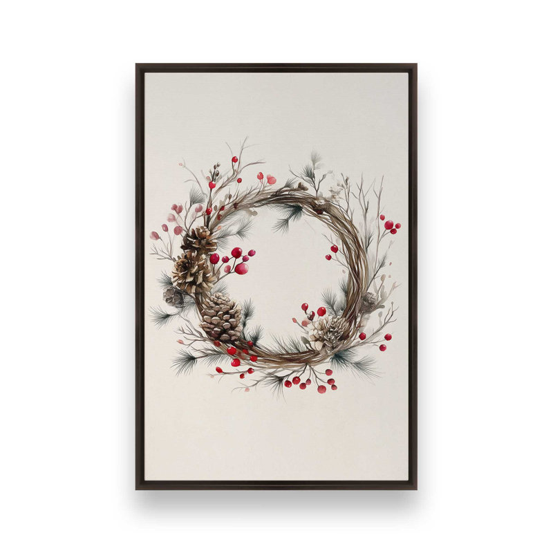 Reproduction d'art sur toile Winterberry Wreath, H 12,75 po x l 8,75 po, Érable américain