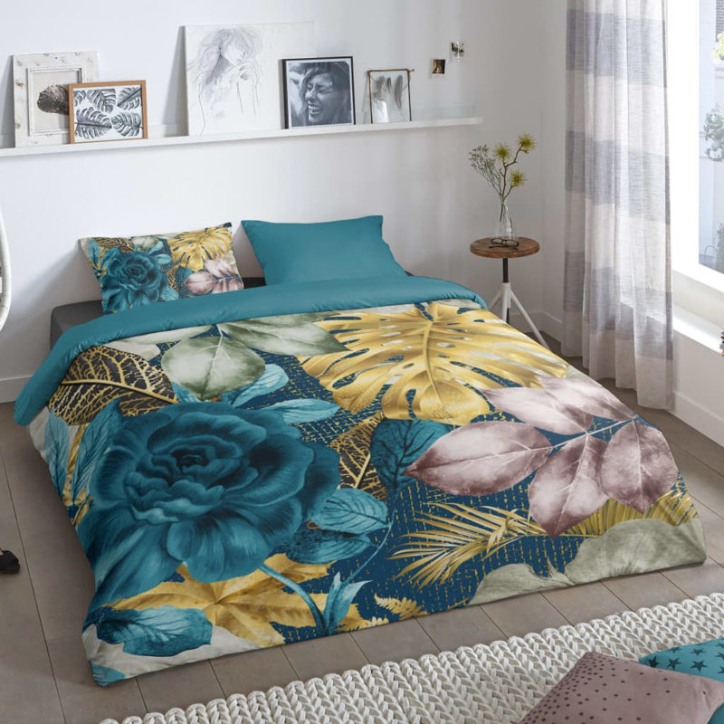 Good Morning Duvet Cover Lidy Petrol, Single Duvet Cover + 2 Pillowcases