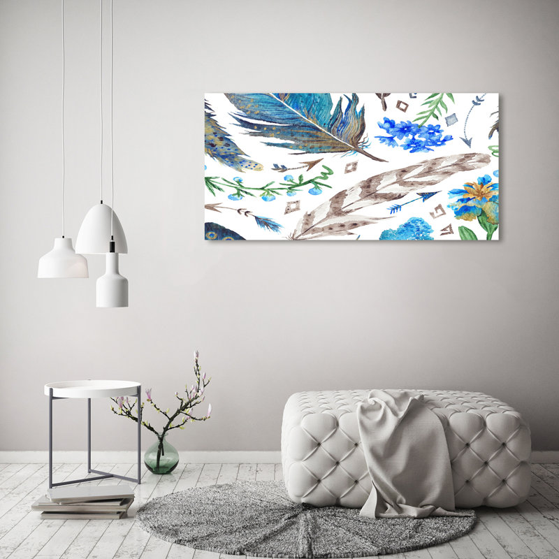 Feathers And Flowers - Wrapped Canvas Print