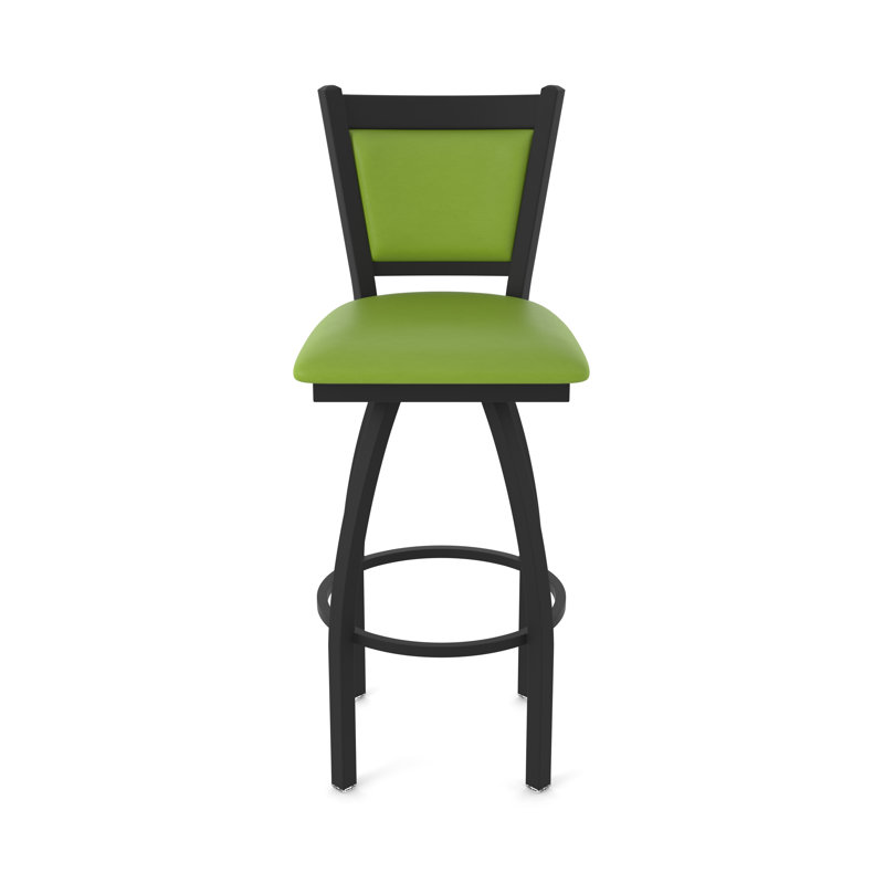 Tabouret pivotant Hadleigh, Noir froissé, Vinyle - vert kiwi Canter, Tabouret de bar (siège d’une hauteur de 30 po)