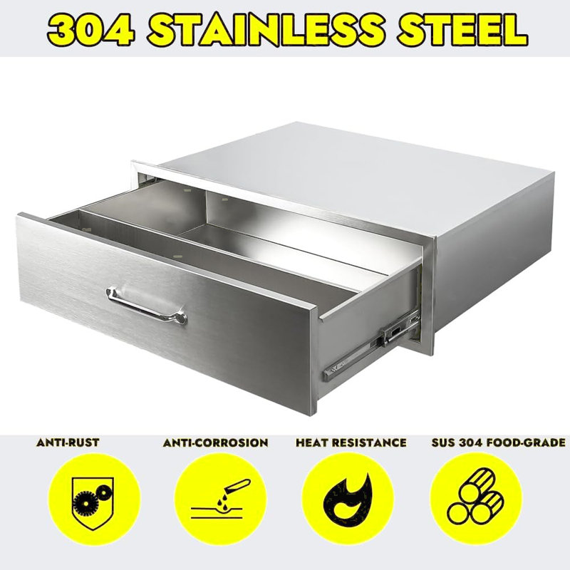 Outdoor Kitchen Drawers 76.2cmX25.4cm Stainless Steel BBQ Drawer