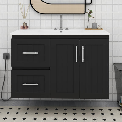 Armoire de meuble-lavabo 36 po avec lavabo et rangement mural style campagne française