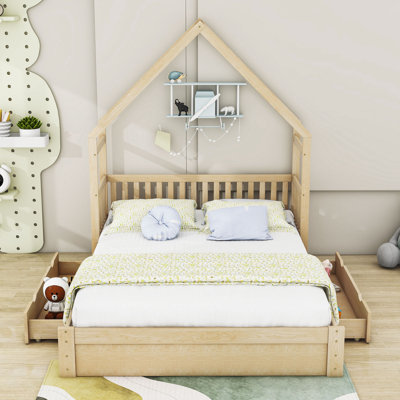 Fabrizia Queen Size Wood Standard Bed with 2 Drawers and Slats