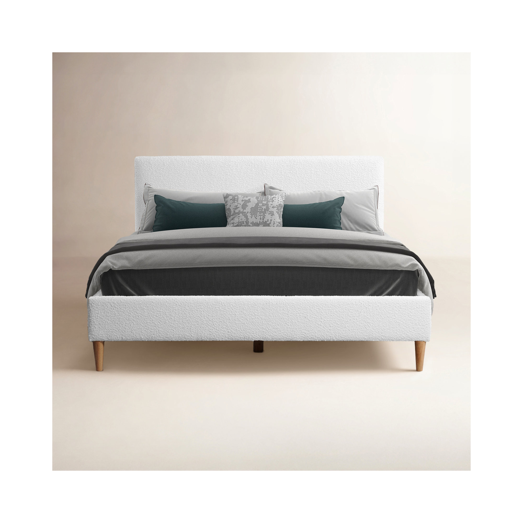 Nova Boucle Platform Bed, King, White