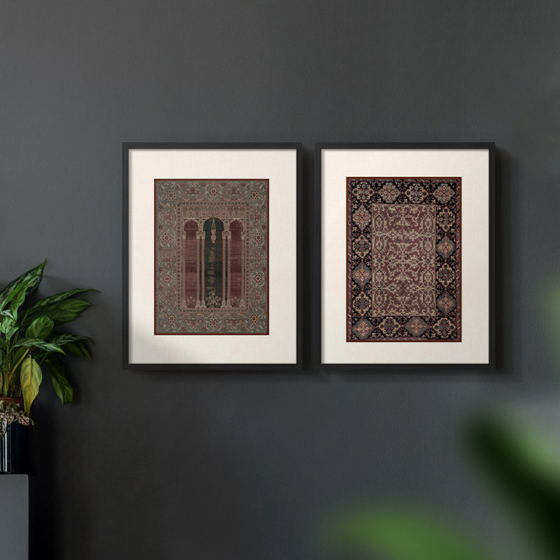 «Vintage Abstract IX», 2 pièces sur papier, Noir, H 14 po x l 22 po
