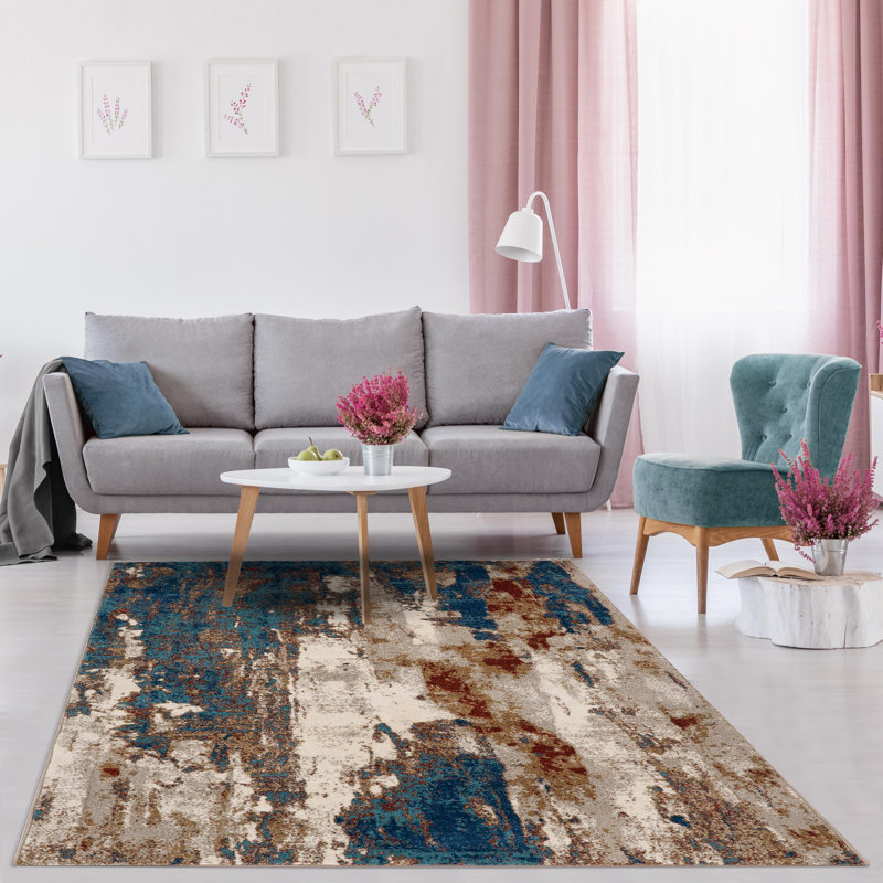 Semiha Abstract Indoor Rug, Runner 2' x 7'