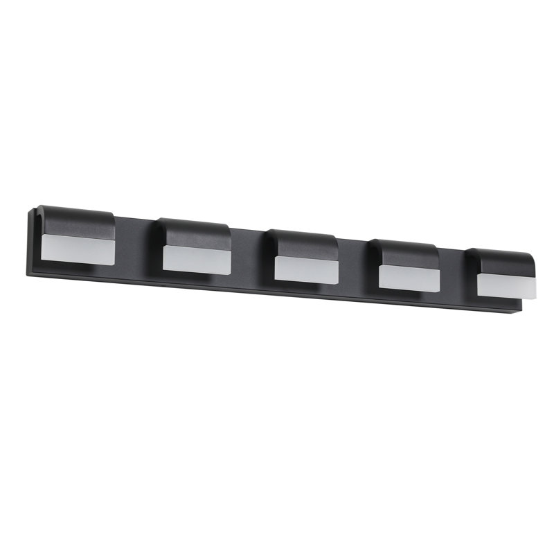 Éclairage pour salle de bain 5 lumières DEL Modern, 5 lumières, H 4,3 po x l 38,2 po x P 3,5 po, Noir