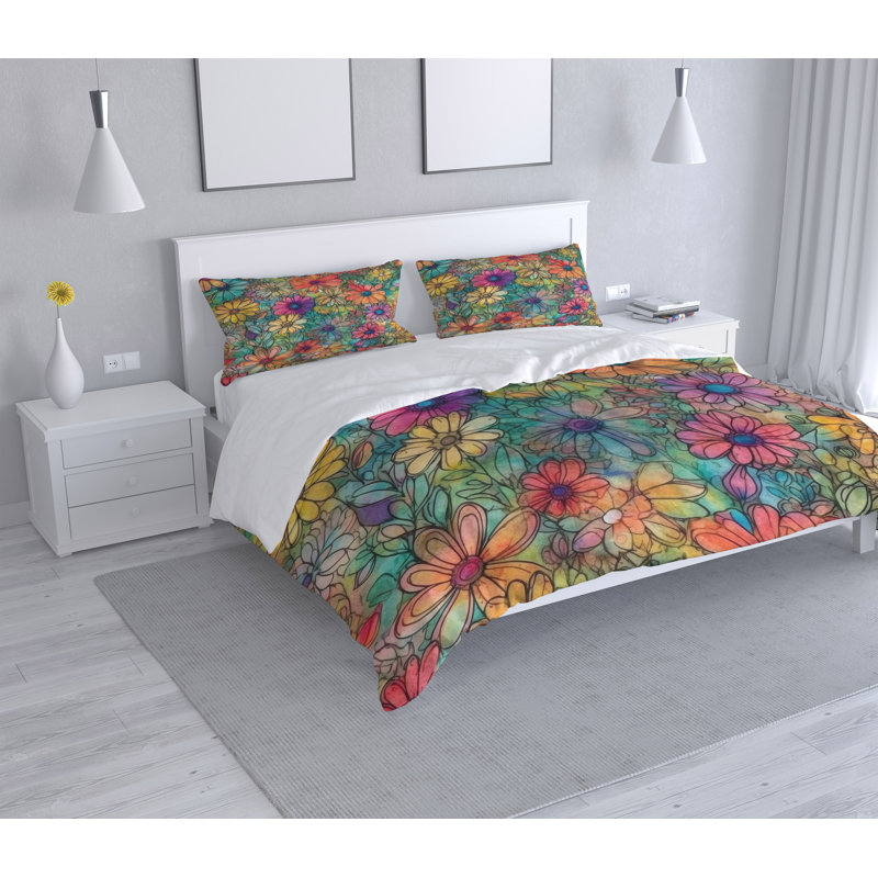 Floral Duvet Cover, Twin Duvet Cover + 1 Queen Sham