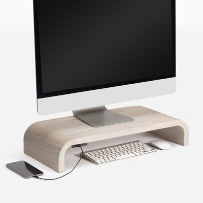 Basnett Wood Monitor Stand With USB Port
