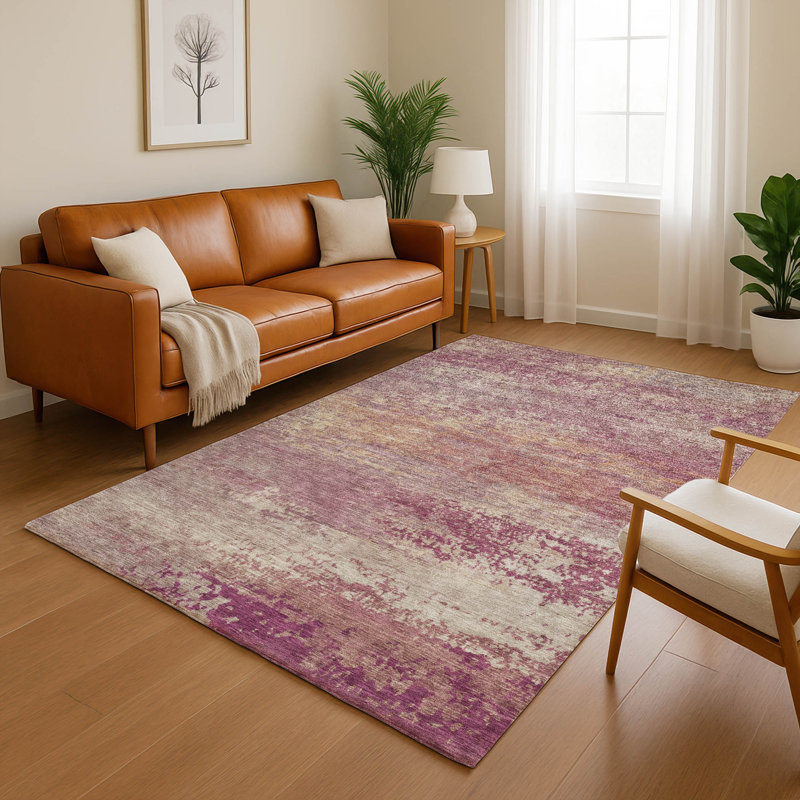 Tapis abstrait lavable à la machine de qualité supérieure Mayfield AMF2071, Merlot, 9 pi x 12 pi
