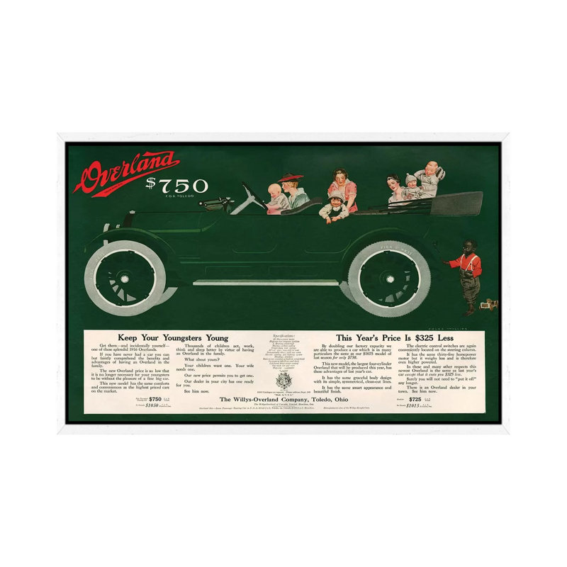 1915 Willys-Overland Magazine Advert by The Advertising Archives - Gallery-Wrapped Canvas Giclée on Canvas, White Framed