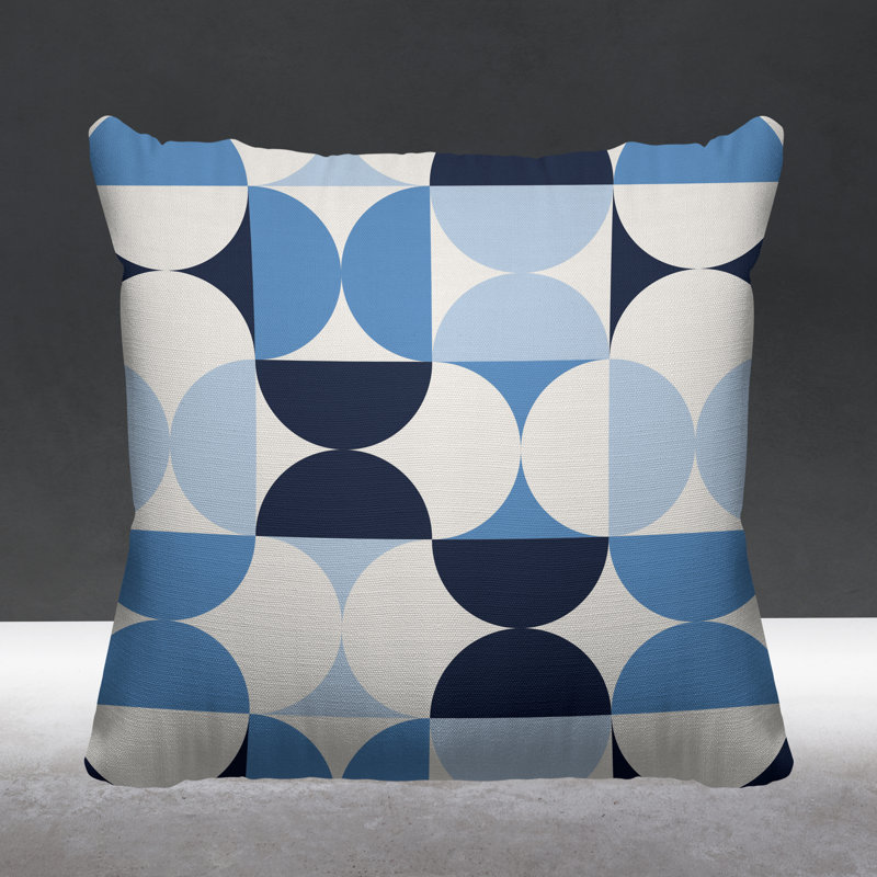 Pitto Outdoor Reversible Throw Pillow, 17" x 17", Chartreuse/Navy Blue