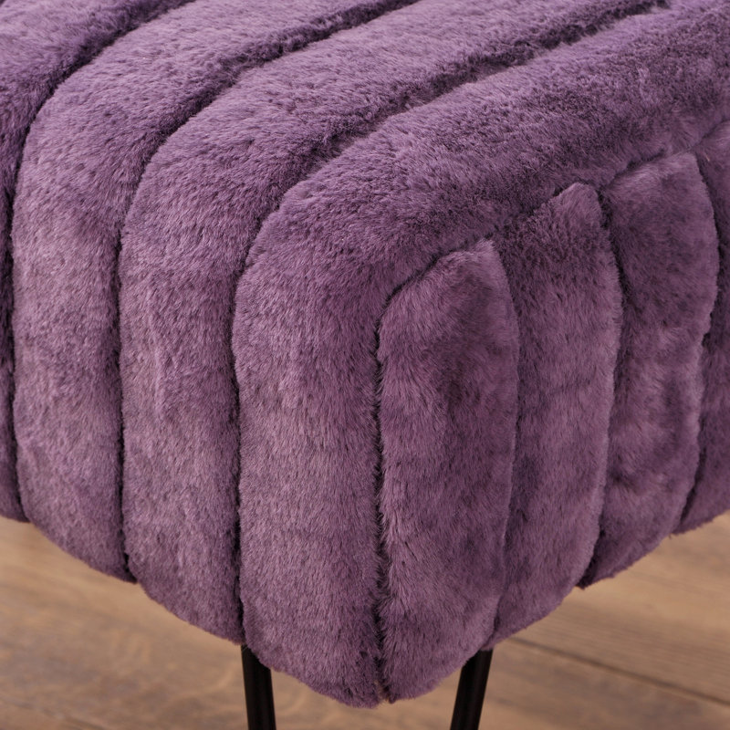 Defranco Upholstered Ottoman, Blackberry Faux Fur