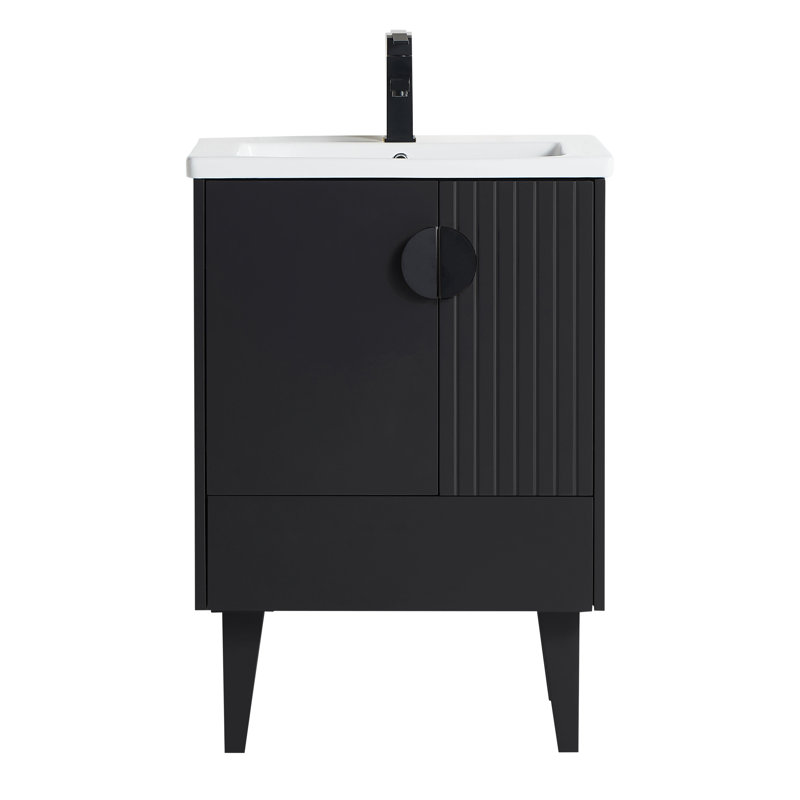 Ensemble de meuble-lavabo simple 24 po Saimah, Noir, Noir