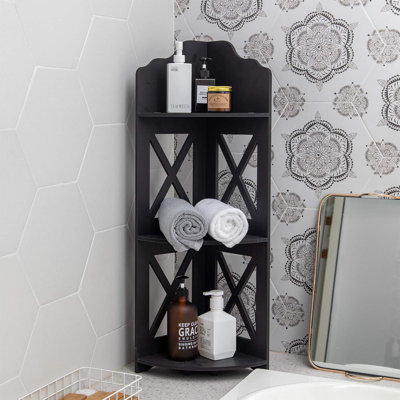 Corner Shelf For Anyroom,Corner Stand Great For Small Spaces Storgage Black
