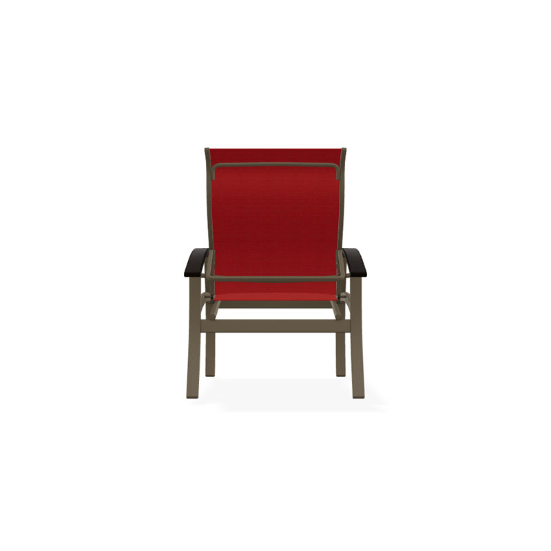 Chaise de patio Askar, Bois de plage texturé, Rouge 1D Sunbrella®, Noir