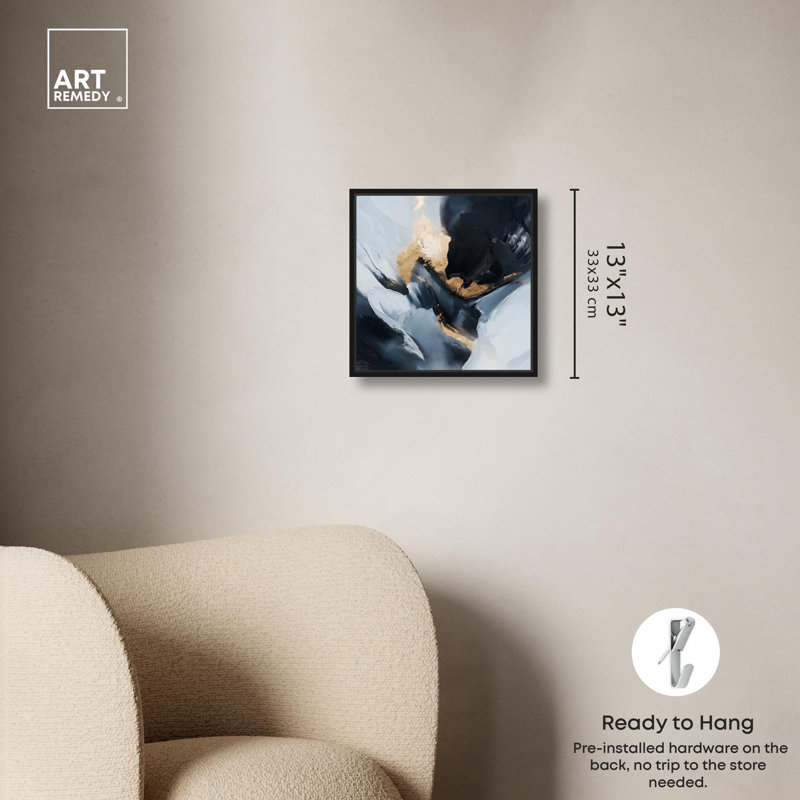 Art Remedy, toile abstraite grise abstraite, Interlude I, H 13 po x l 13 po, Cadre flottant noir