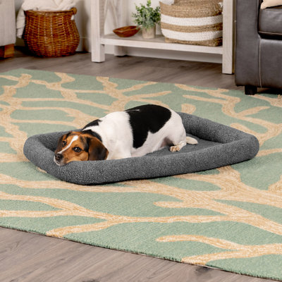 Faux Lambswool Crate Bolster Pet Bed