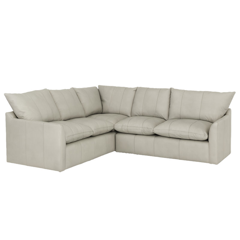  Canapé modulaire en L en cuir véritable 2 pièces Dheeran