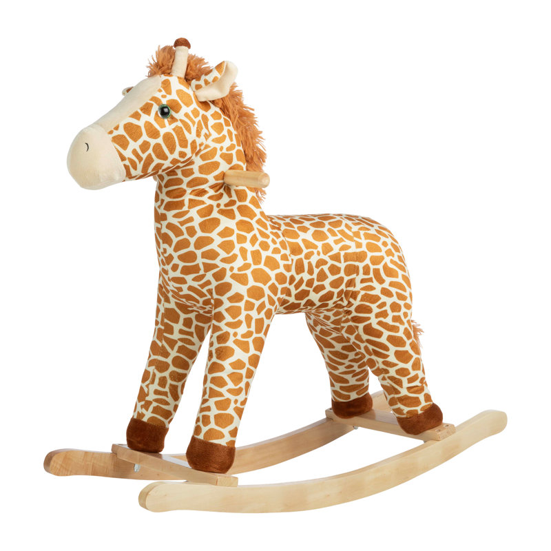 Cheval à bascule - Bascule en peluche girafe - Jouets pour tout-petits âgés de 3 ans et plus - Cheval à bascule en bois - Chevaux sur jouets de Happy Trails (brun)