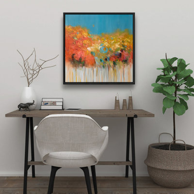 Fleurs colorées et abstraites sur toile - Formes bleues