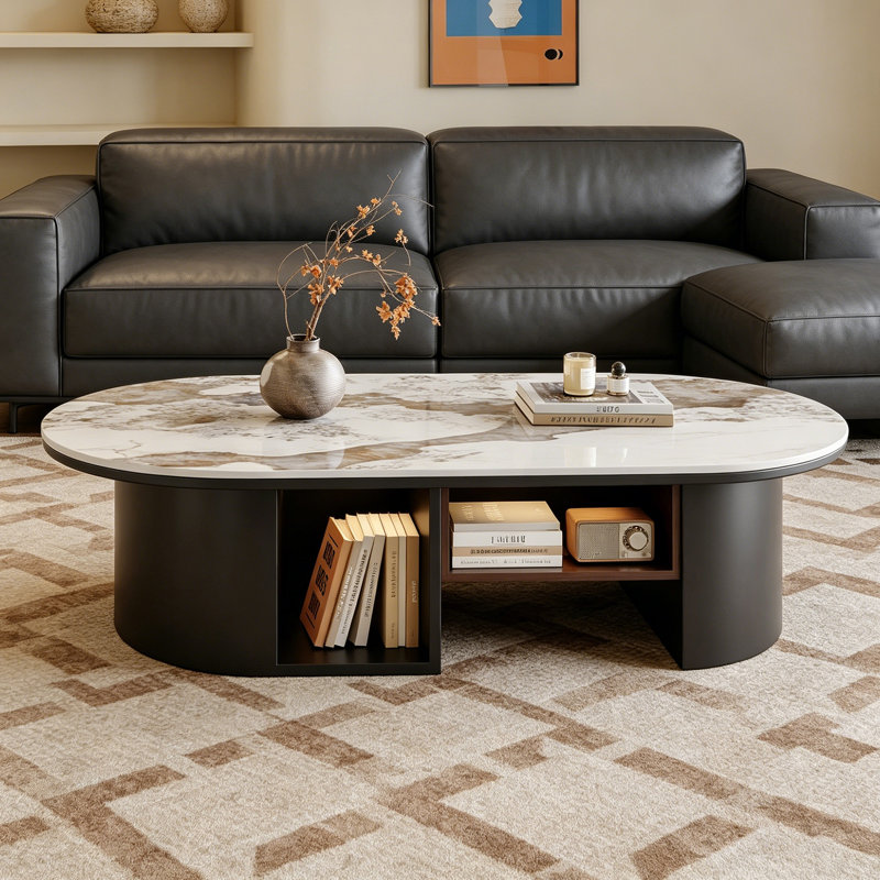 Table basse ovale en ardoise