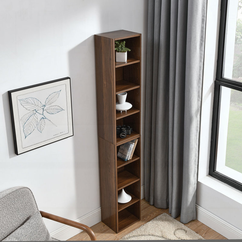 Bibliothèque avec tablettes réglables, Noyer