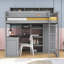Lit mezzanine simple avec bureau, garde-robe et tablette de rangement-109542242