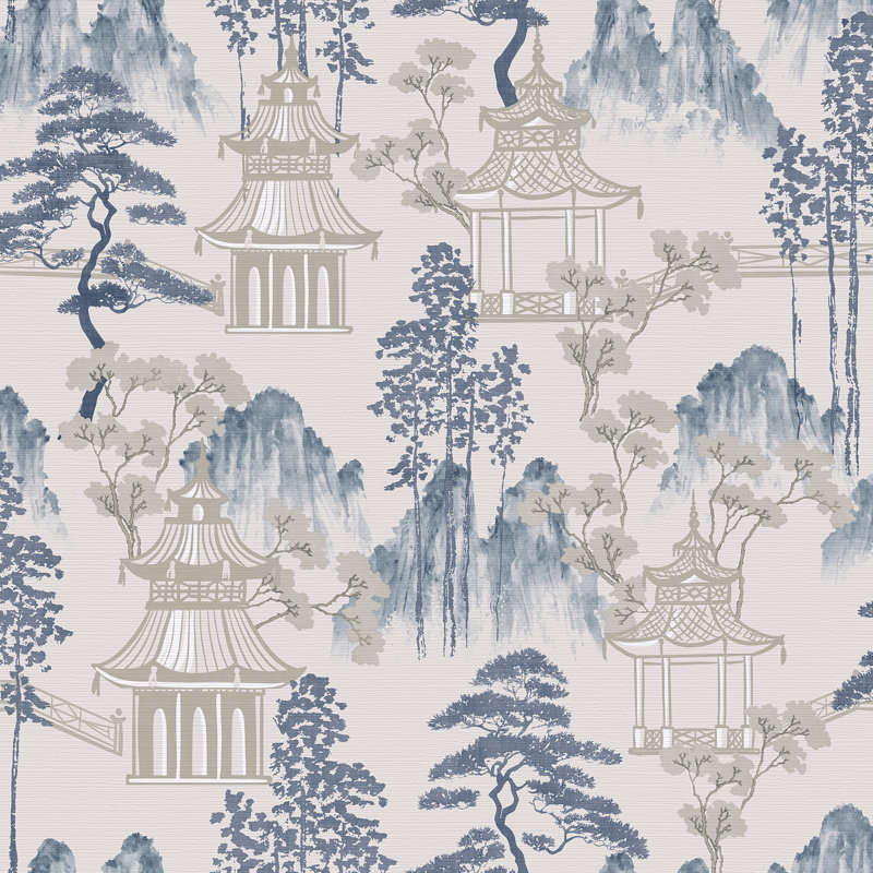 Papier peint Akio Blue Pagoda