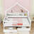 Full 2 Drawers Wood House Platform Bed with LED-730565863