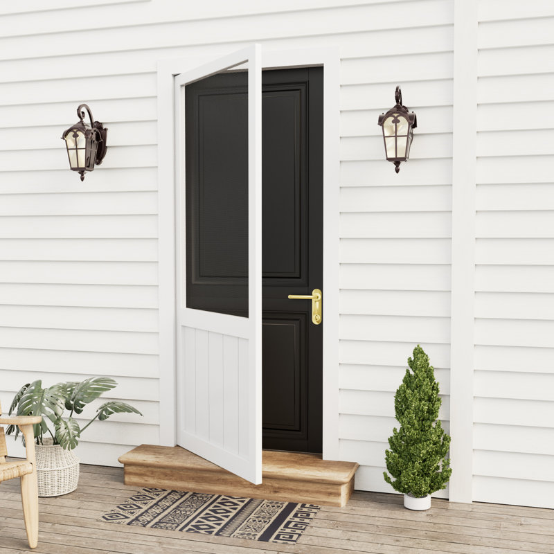 Screen  Half Lit 80-In Height White Primed Screen Door Slab Only, 80" H x 30" W